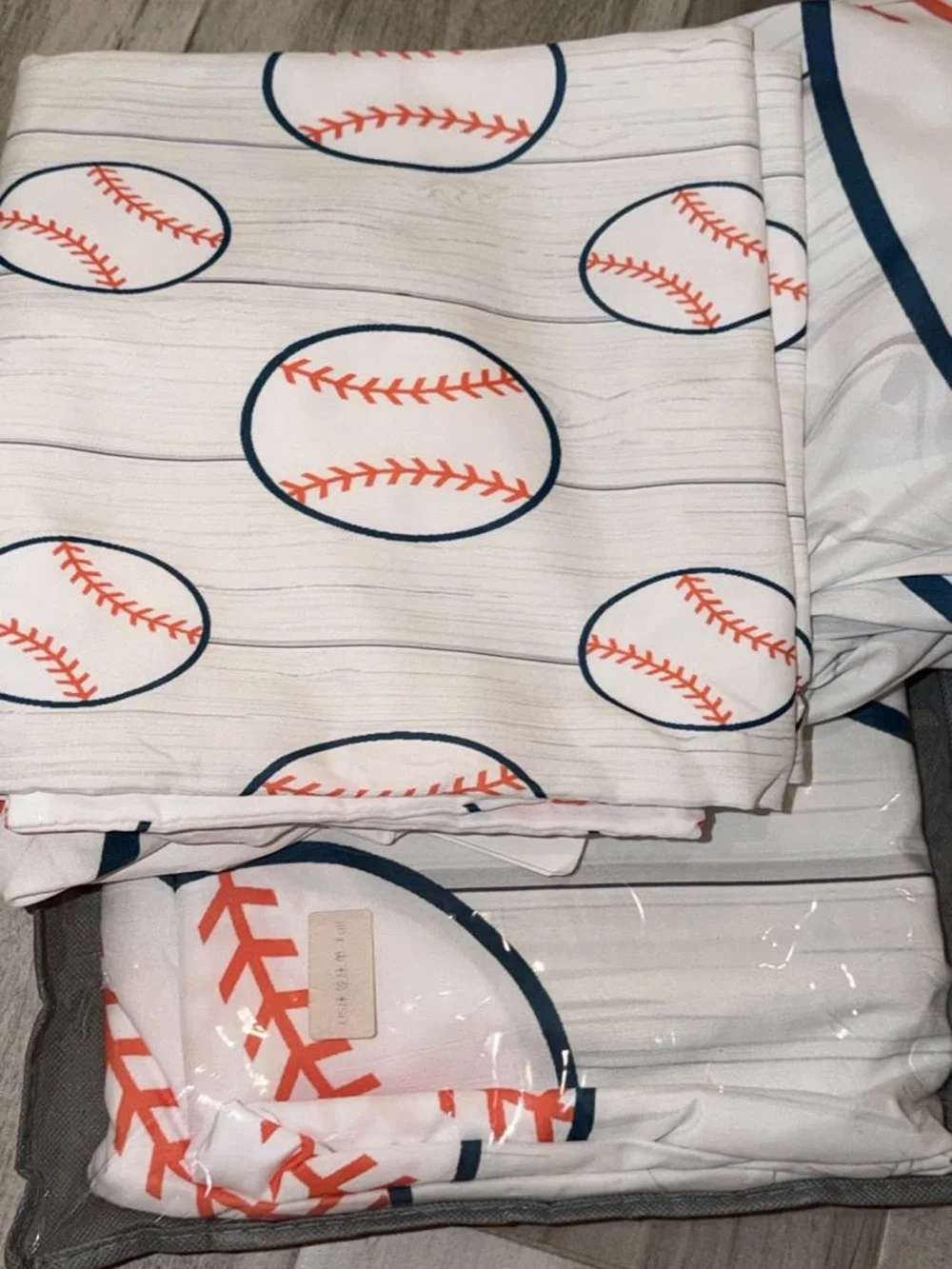 White Baseball Print Bedding Set - Sports Theme Sheet Set